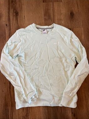 Nike Mint Green Crewneck Sweatshirt with Light Pink Swoosh